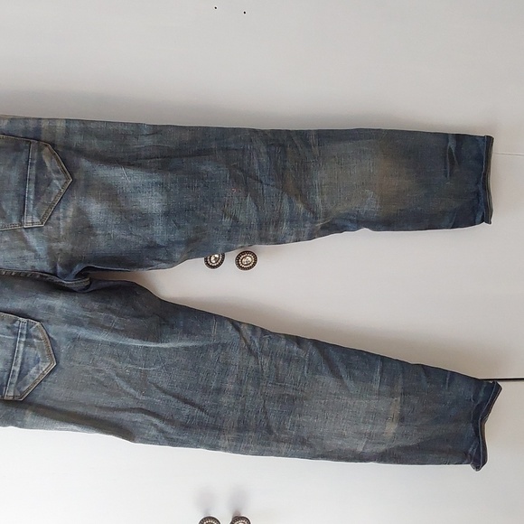 Jordan Craig Mens Jeans Distressed BIKER Moto Edgy Ripped Blue jeans Sz.34 X 32 - Picture 6 of 9